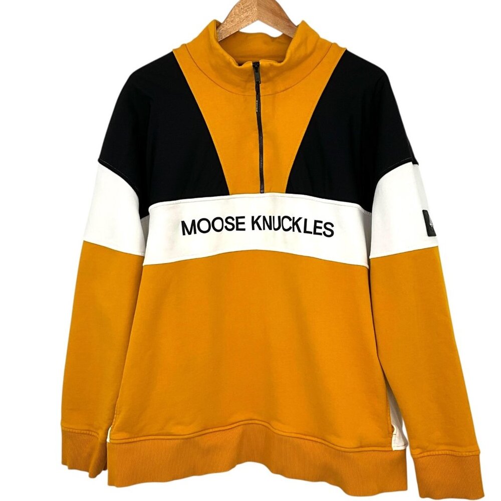 Moose Knuckles North Palm Sweatshirt Mens 2XL Multicolor 1/4 Zip Mock Neck